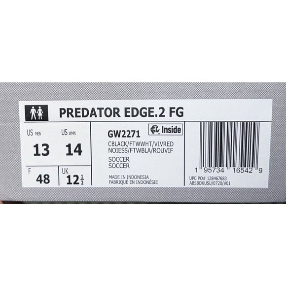 Adidas Predator Edge.2 FG Mens Soccer Cleats Size 13 Black Blue Red White GW2271 - Picture 9 of 9